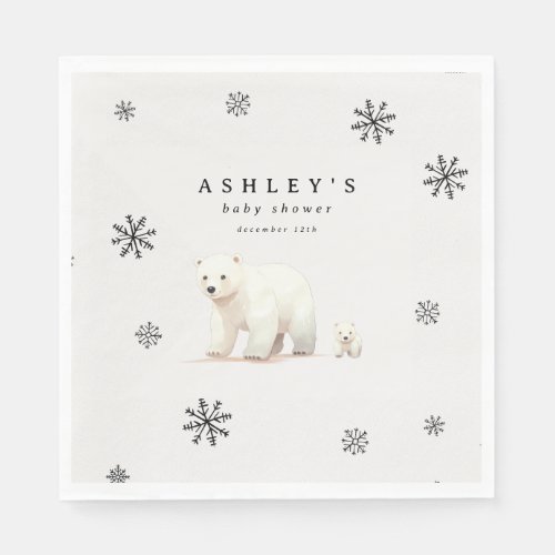 Cute Polar Bear Winter Baby Shower Napkins