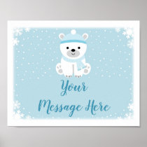 Cute Polar Bear Winter Baby Shower Welcome Poster