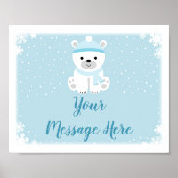 Cute Polar Bear Winter Baby Shower Welcome Poster