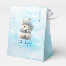 Cute Polar Bear Winter Blue Baby Shower Its Boy Favor Boxes
