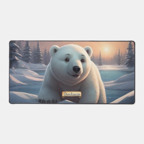 Cute Polar Bear Winter Cartoon Desk Mat