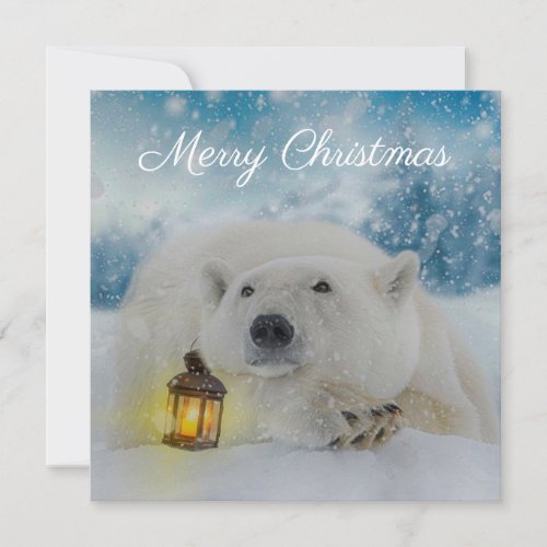 Cute Polar Bear Winter Christmas Holiday Card