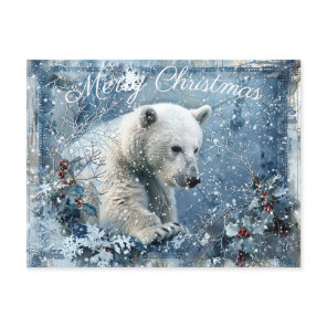 Cute Polar Bear Winter Christmas Holiday Postcard