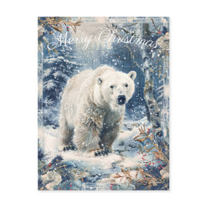 Cute Polar Bear Winter Christmas Holiday Postcard