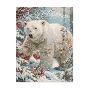 Cute Polar Bear Winter Christmas Holiday Postcard