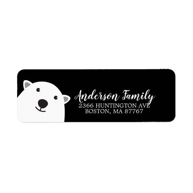 Cute Polar Bear Winter Holiday Address Label (Front)