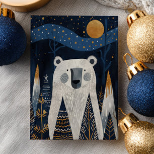 Cute Polar Bear Winter Scenery Nordic Christmas Postcard