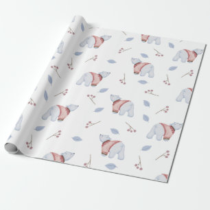 Cute Polar Bear Winter Sweater Fun Animal Art Wrap Wrapping Paper