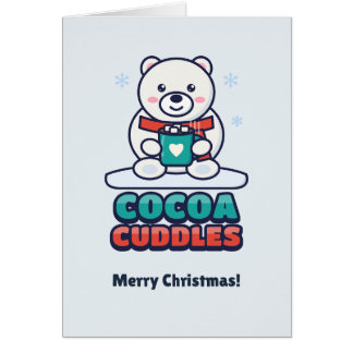 Cute Polar Bear with Hot Cocoa Christmas Cards