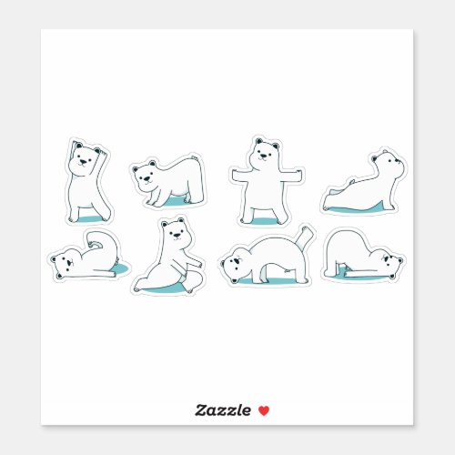 Cute Polar Bear yoga character set Sticker