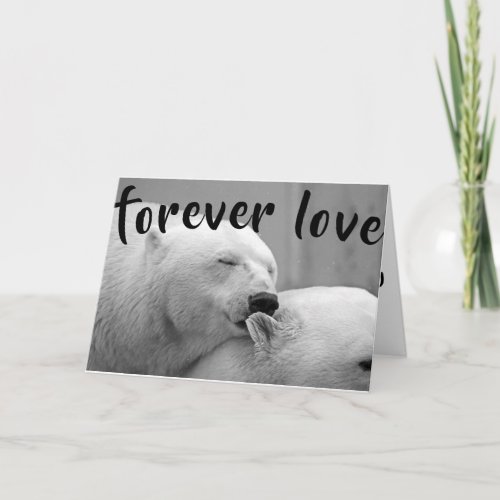 Cute Polar Bears Black White Valentines Day Holiday Card