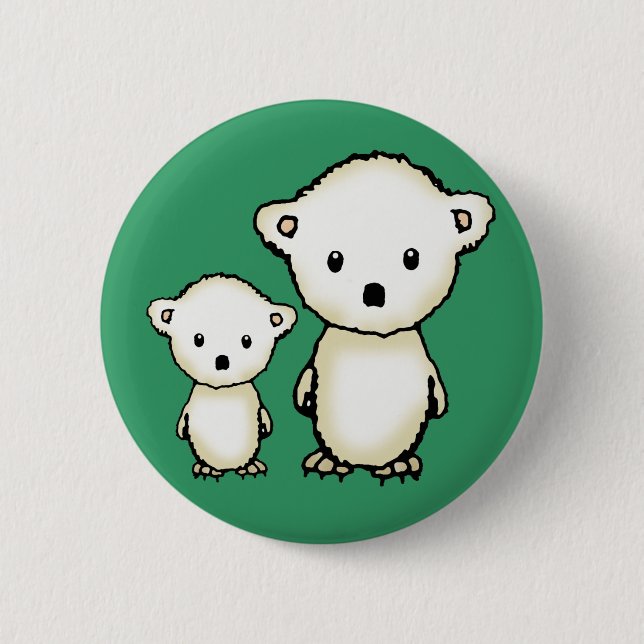 Cute Polar Bears Button (Front)