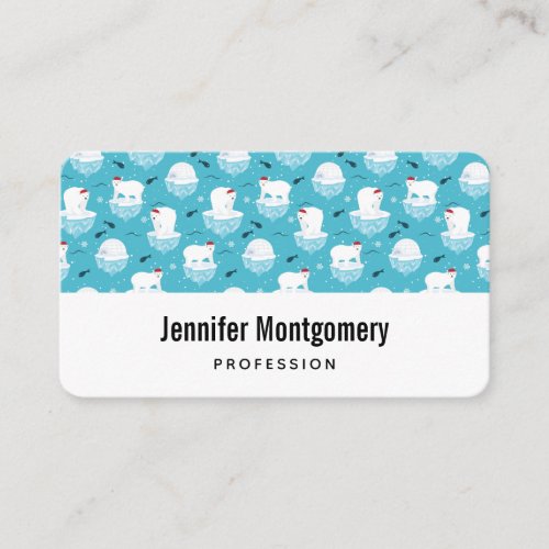 Cute Polar bears in Santa Hats Christmas Pattern Business Card