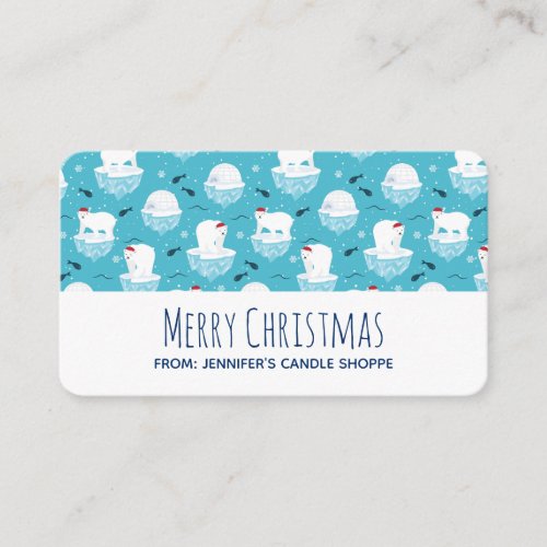 Cute Polar bears in Santa Hats Christmas Pattern Business Card
