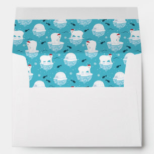 Cute Polar bears in Santa Hats Christmas Pattern Envelope