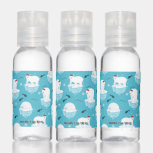 Cute Polar bears in Santa Hats Christmas Pattern Hand Sanitizer