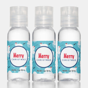 Cute Polar bears in Santa Hats Christmas Pattern Hand Sanitizer