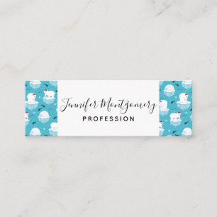 Cute Polar bears in Santa Hats Christmas Pattern Mini Business Card