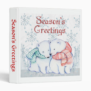 Cute Polar Bears In Winter Scarves 3 Ring Binder