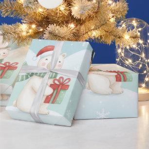 Cute Polar Bears & Penguins Christmas Pattern Wrapping Paper