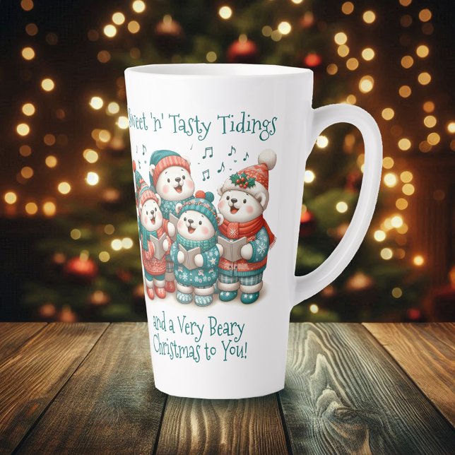 Cute Polar Bears Sing Have a Very Beary Christmas! Latte Mug (Cute Polar Bears Sing Have a Very Beary Christmas Tall Latte Mug Cover Photo)