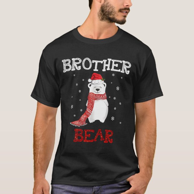 Cute Polar Brother Bear Scarf Merry Christmas Xmas T-Shirt (Front)