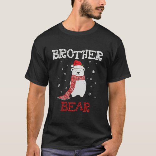 Cute Polar Brother Bear Scarf Merry Christmas Xmas T_Shirt