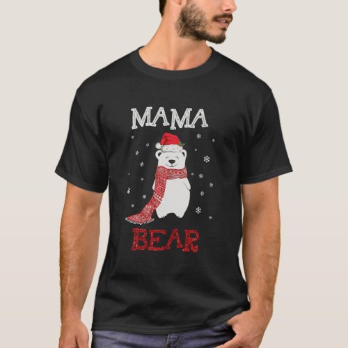 Cute Polar Mama Bear Scarf Merry Christmas Xmas Ho T_Shirt