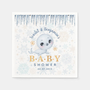 Cute Polar Seal Arctic Baby Shower Napkins