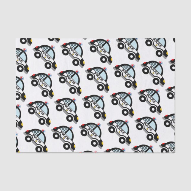 Cute police car kid's Birthday gift tissue paper (Front)