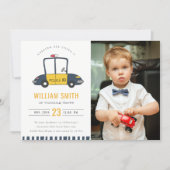 Cute Police Car Kids Photo Any Age Birthday Invite (Front)