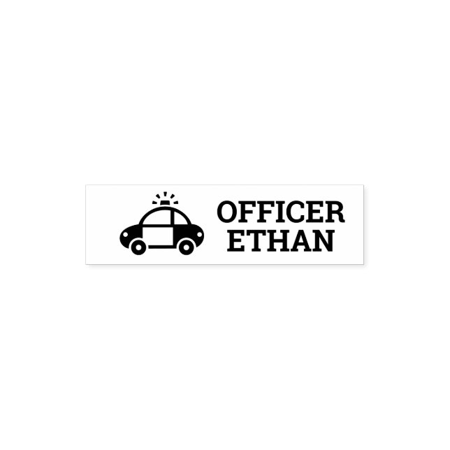 Cute Police Car Vehicle Kids Name Pocket Stamp (Design)