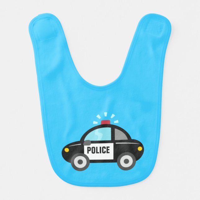 Cute Police Car with Siren Baby Bib (Front)