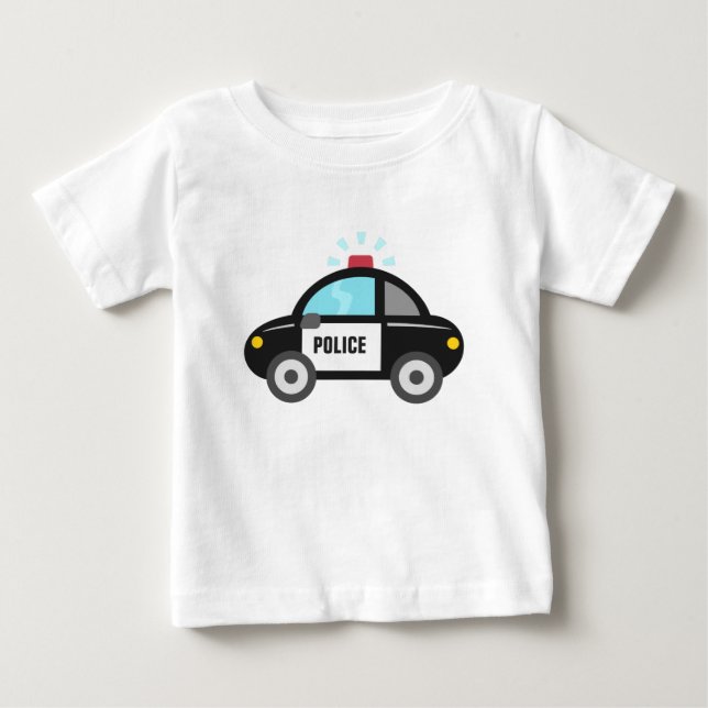 Cute Police Car with Siren Baby T-Shirt (Front)
