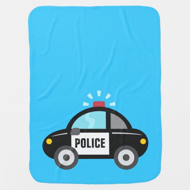 Cute Police Car with Siren Swaddle Blanket (Front)