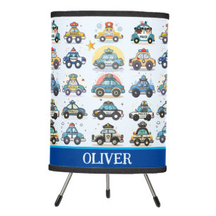 Cute Police Cars Pattern Personalized Tripod Lamp