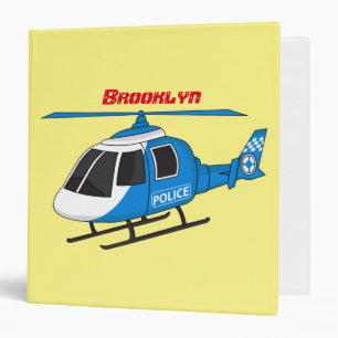 Cute police department helicopter chopper cartoon 3 ring binder