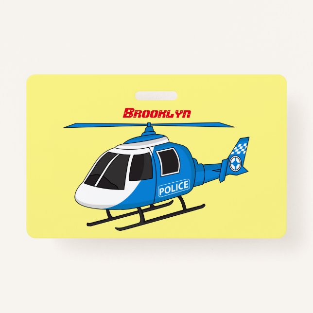Cute police department helicopter chopper cartoon badge (Front)