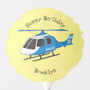 Cute police department helicopter chopper cartoon balloon