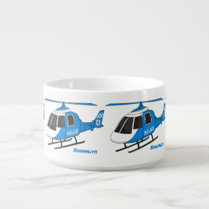 Cute police department helicopter chopper cartoon  bowl