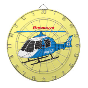 Cute police department helicopter chopper cartoon dart board