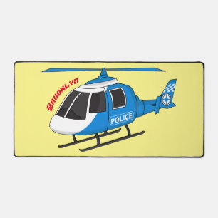 Cute police department helicopter chopper cartoon desk mat
