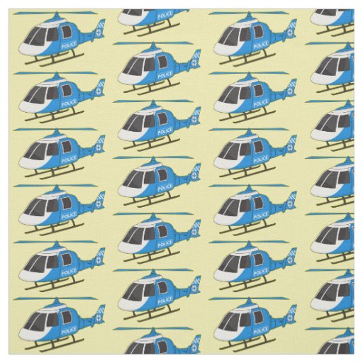 Cute police department helicopter chopper cartoon fabric