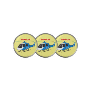 Cute police department helicopter chopper cartoon golf ball marker