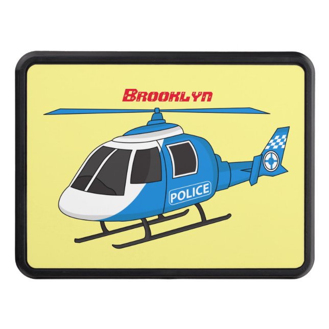 Cute police department helicopter chopper cartoon  hitch cover (Front)