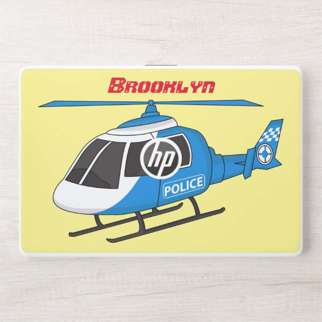 Cute police department helicopter chopper cartoon HP laptop skin (Front)