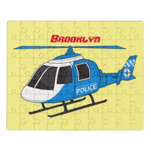 Cute police department helicopter chopper cartoon jigsaw puzzle