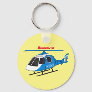 Cute police department helicopter chopper cartoon keychain
