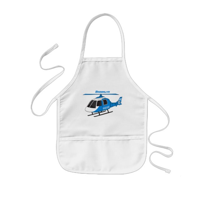 Cute police department helicopter chopper cartoon kids' apron (Front)