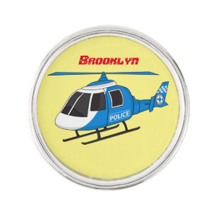 Cute police department helicopter chopper cartoon lapel pin